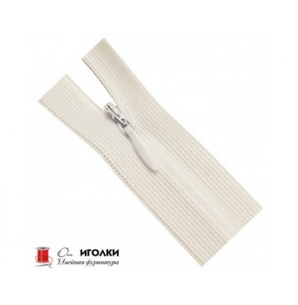 Молнии потайные Zipper 35 см. цвет белый, арт.101-35 уп.100 шт.